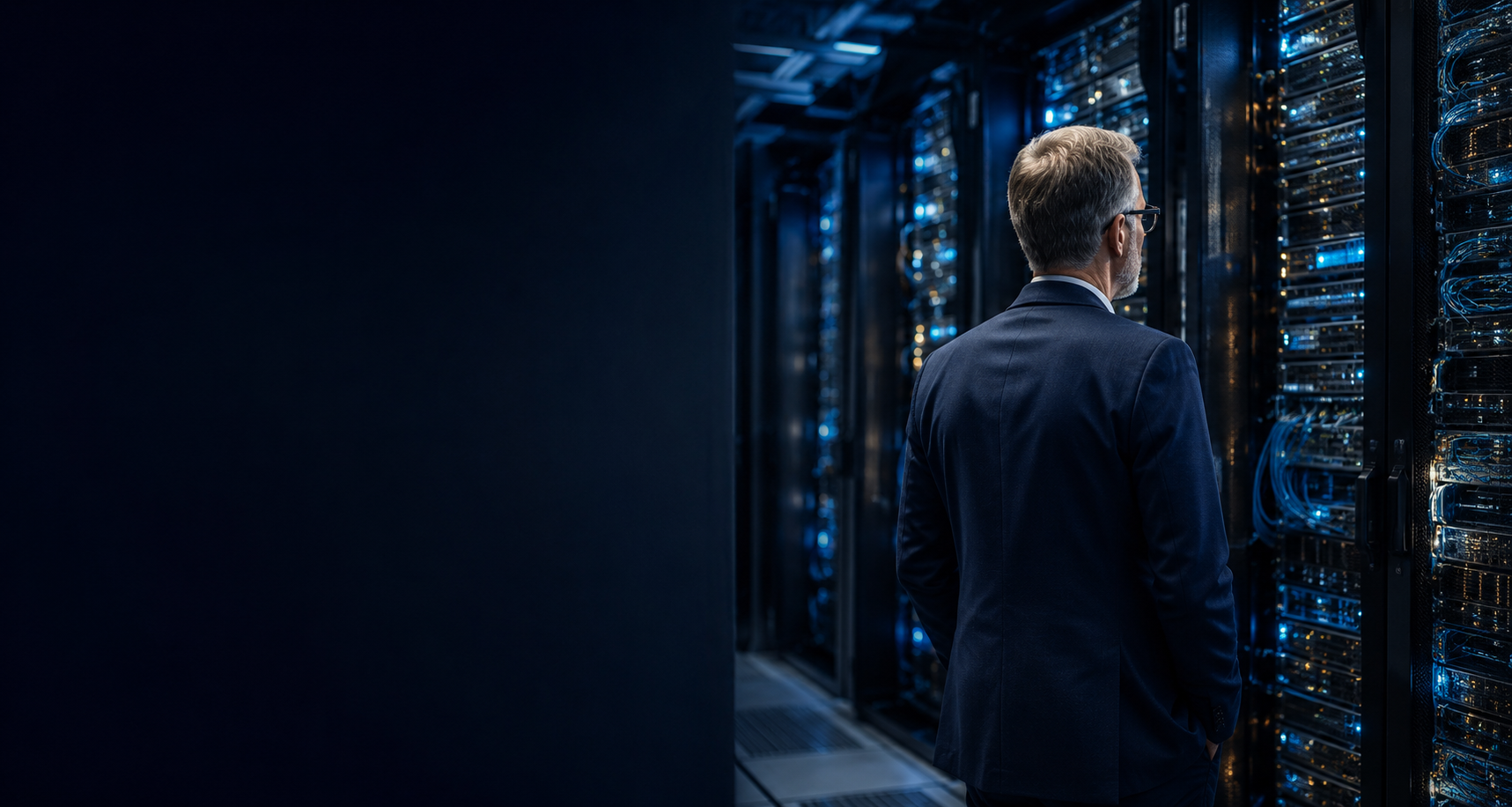 Enterprise professional inside a modern data center
