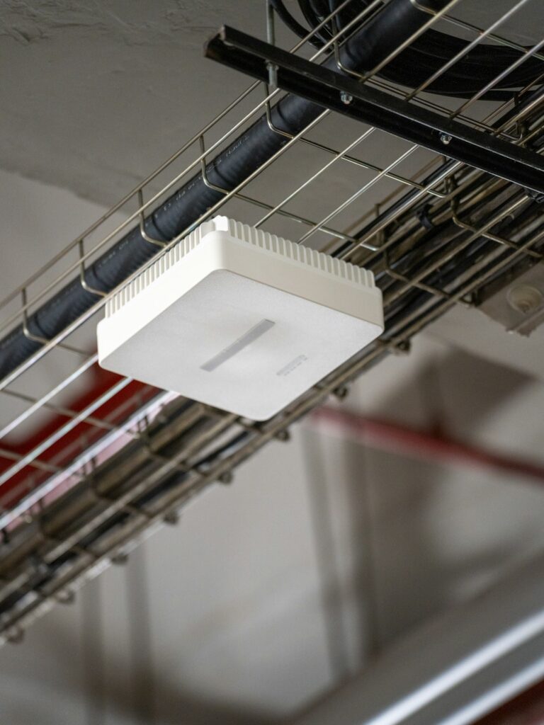 Wireless access point mounted on a ceiling cable tray